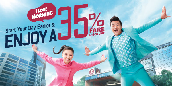Exit the gate between 7:15 and 8:15 and earn 35% fare discount