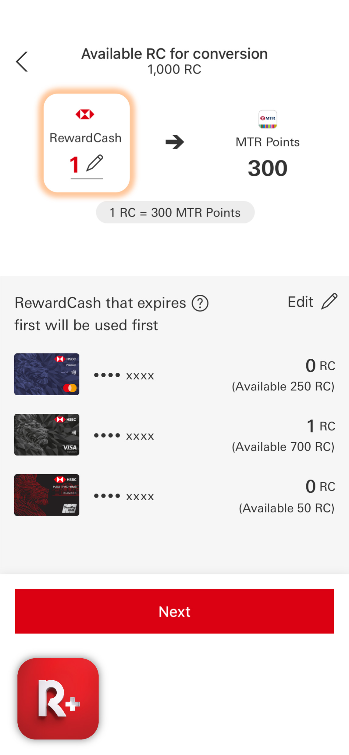 Enter the amount of RewardCash you would like to convert