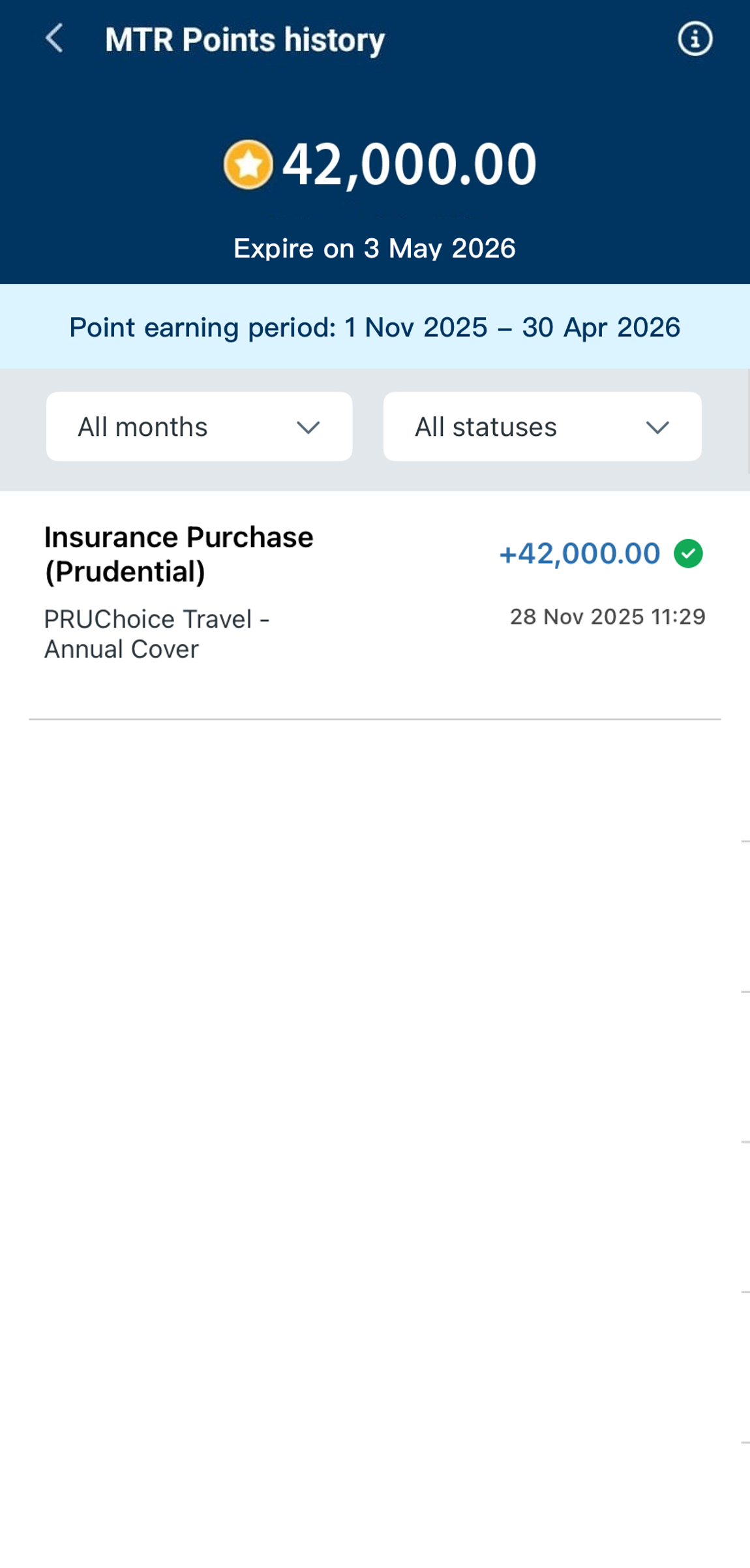 You can check your points balance and expiry date at any time by clicking 