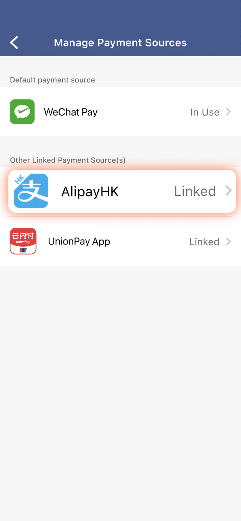 Select your default payment source, then tap 'Set as default payment source' and tap 'Confirm'